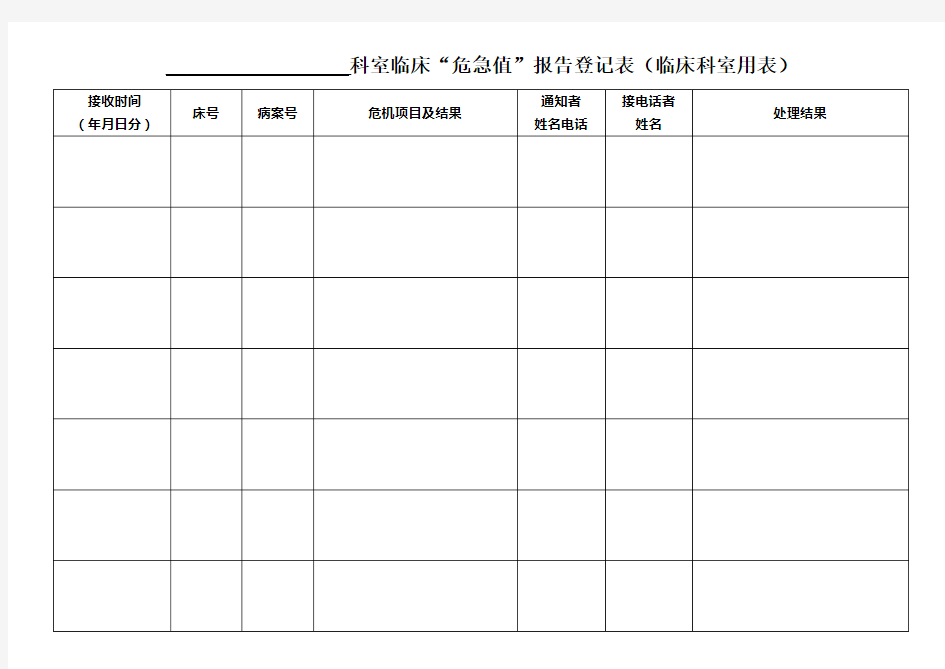 危急值登记表