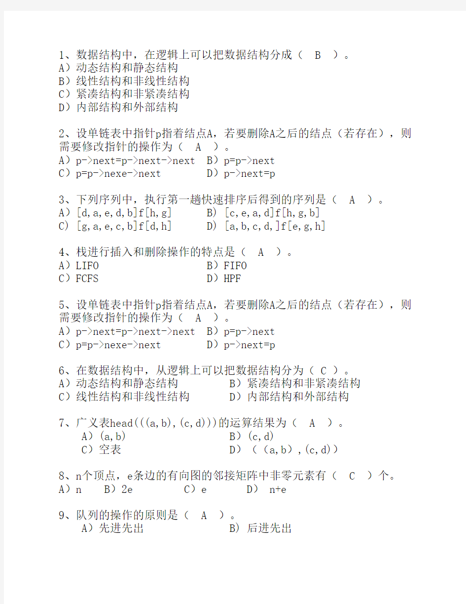 2014山东省JAVA版数据结构(必备资料)