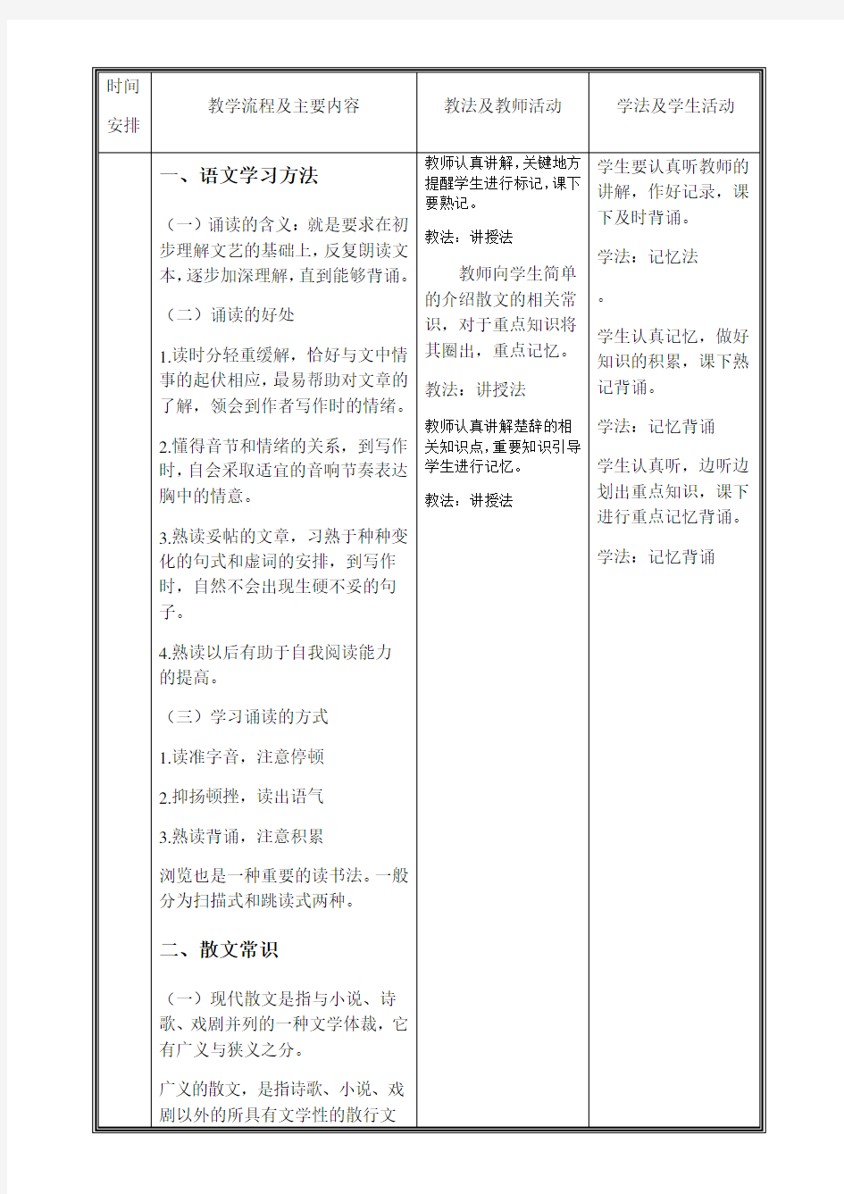 基础知识及文学常识二教案