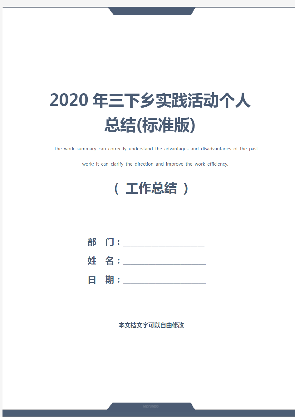 2020年三下乡实践活动个人总结(标准版)