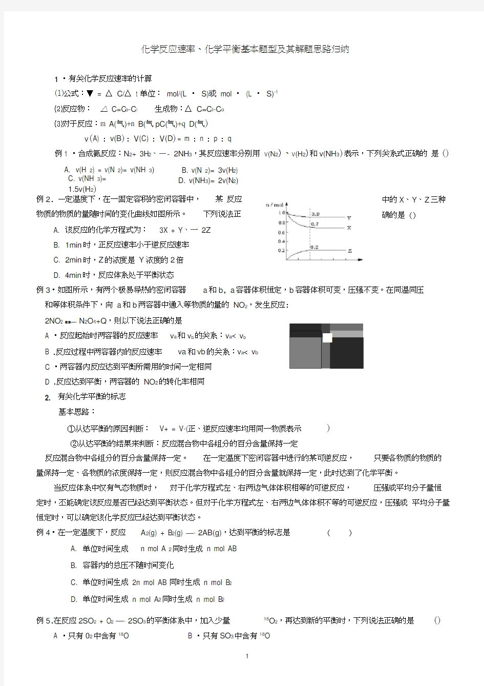 化学反应速率、化学平衡基本题型及其解题思路归纳(精)