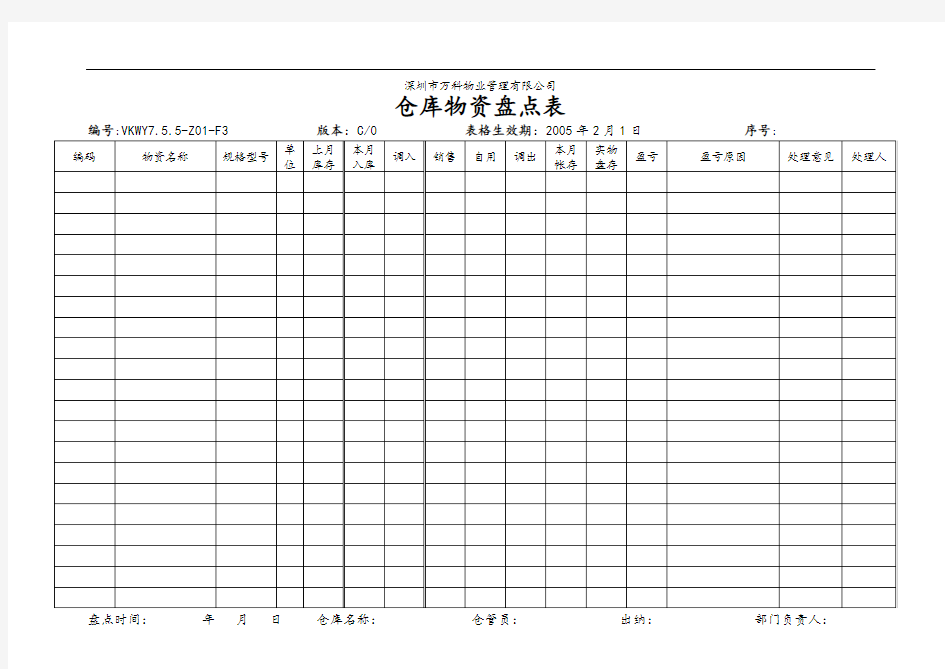 仓库物资盘点表