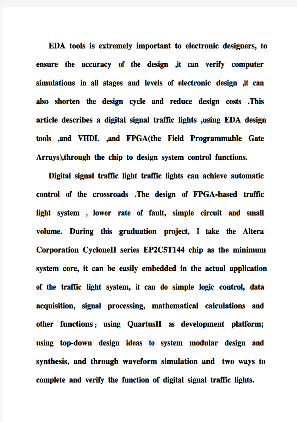 (完整版)基于FPGA的交通灯毕业设计论文