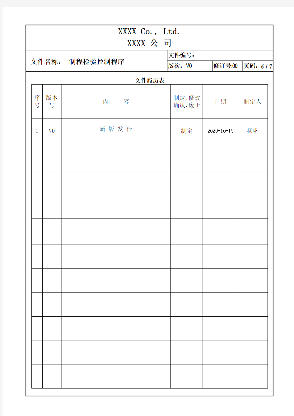 制程检验控制程序