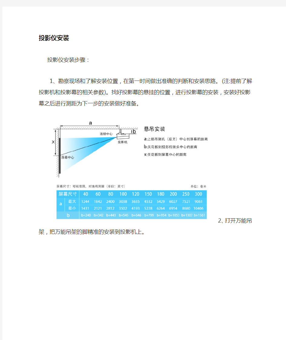 投影机安装及调试步奏(安装有简单配图)