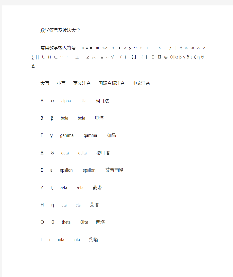 数学符号大全