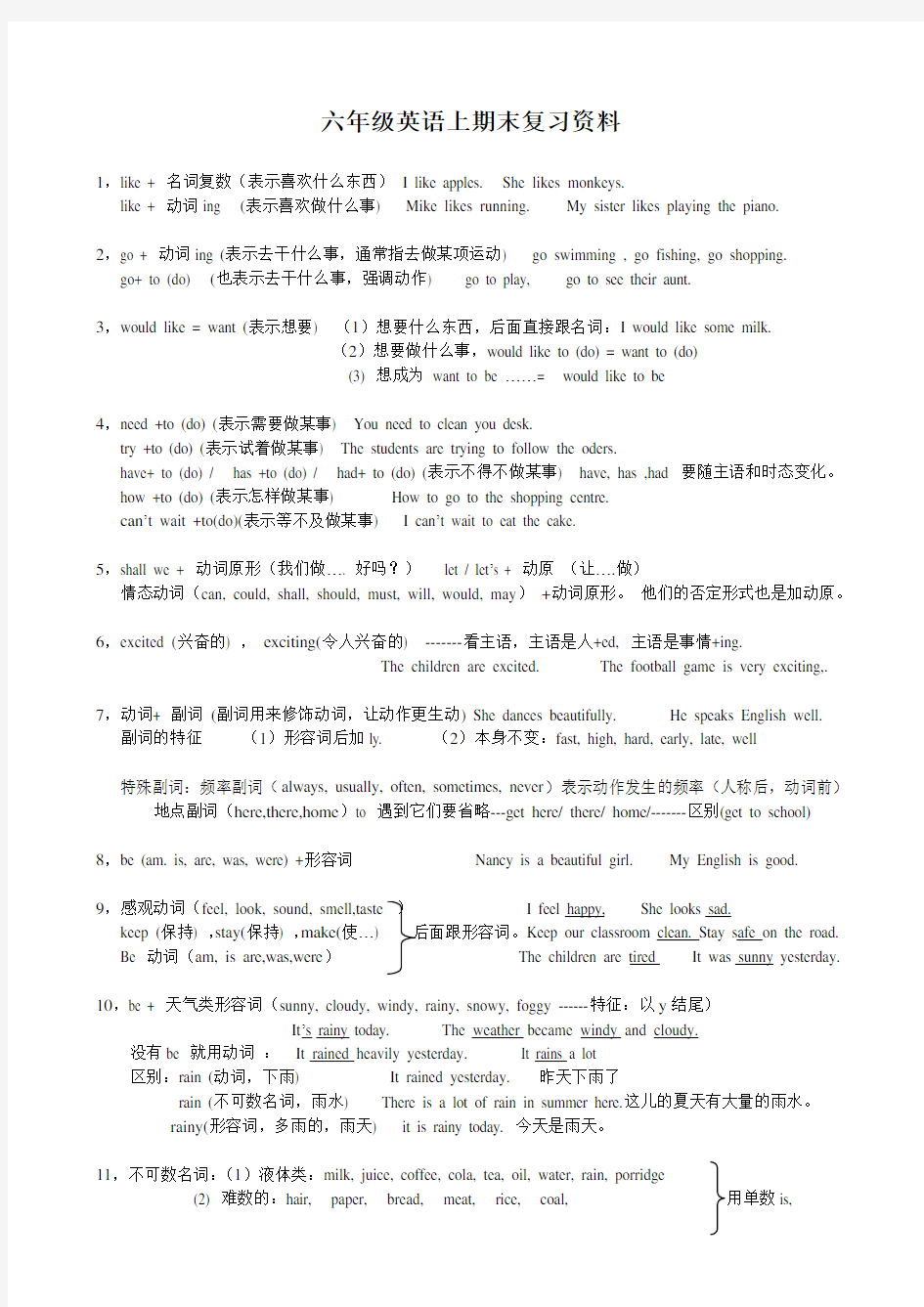 苏教版六年级英语期末复习资料.doc