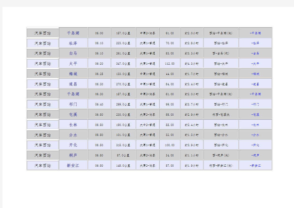 杭州汽车西站时刻表_杭州汽车西站时刻表