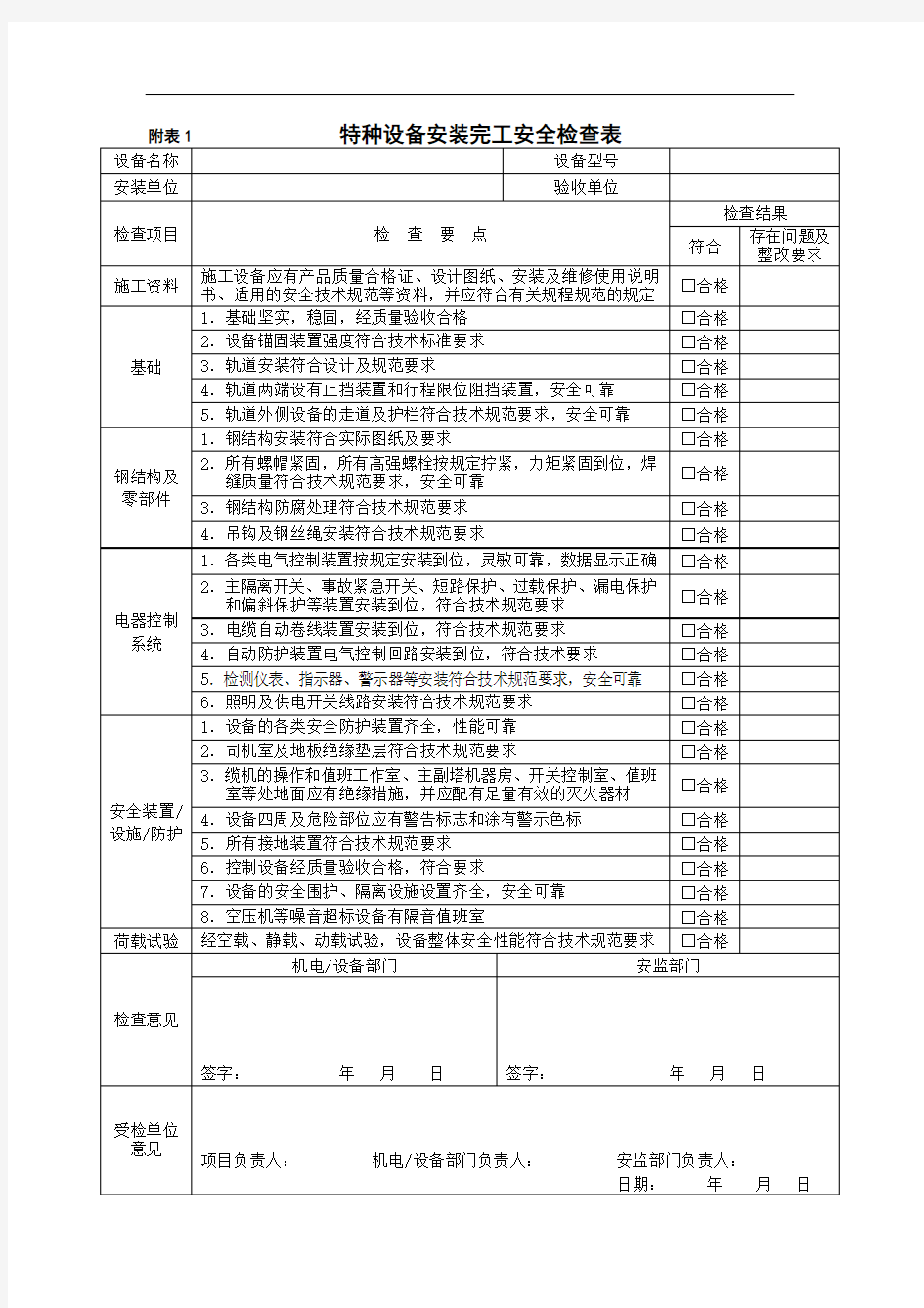 2345.特种设备安全检查表(整套共张表)