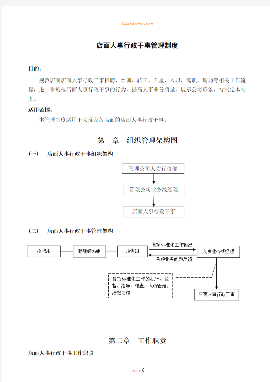 店面人事行政干事管理制度(试行)