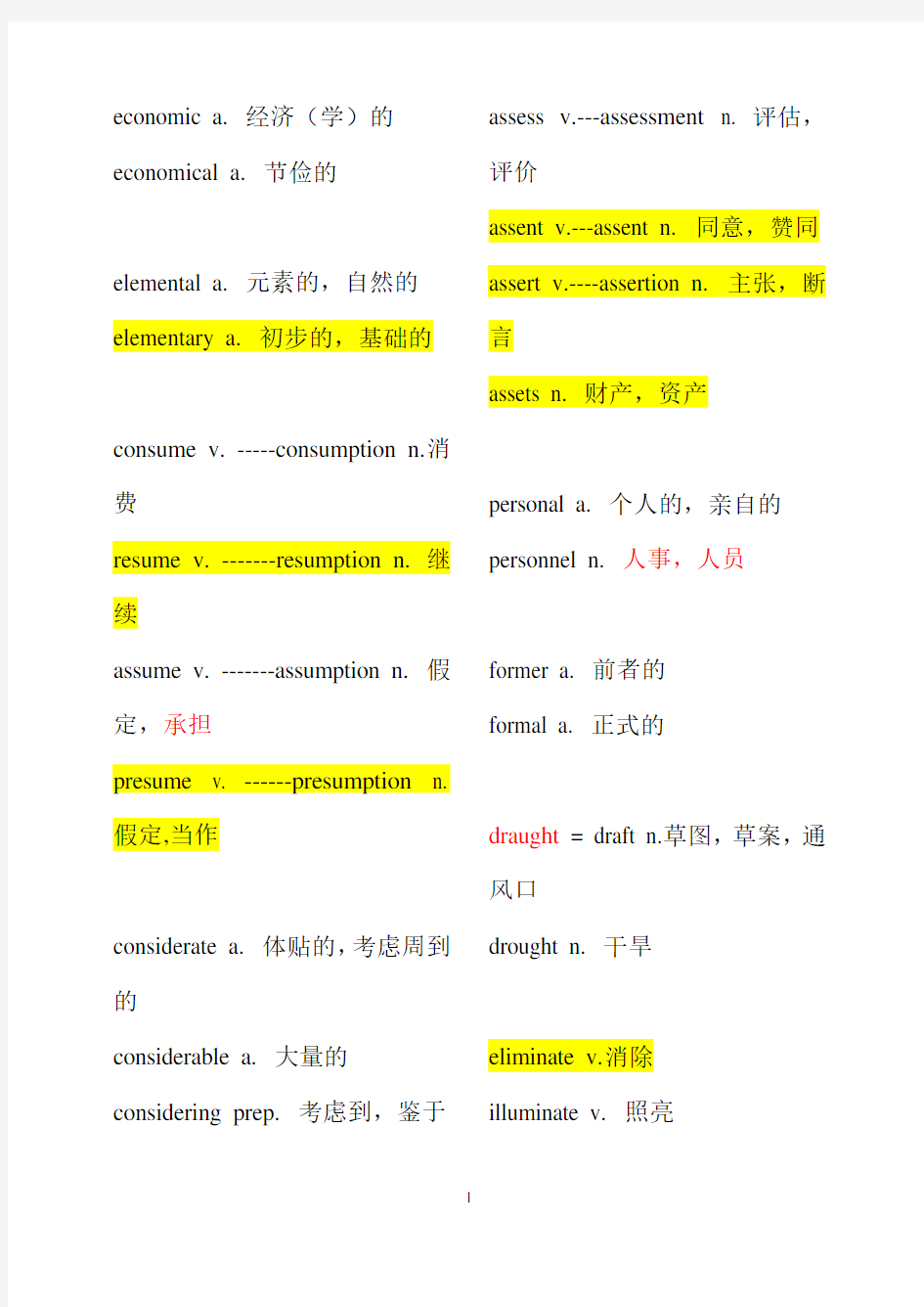 英语四六级词汇辨析精编版