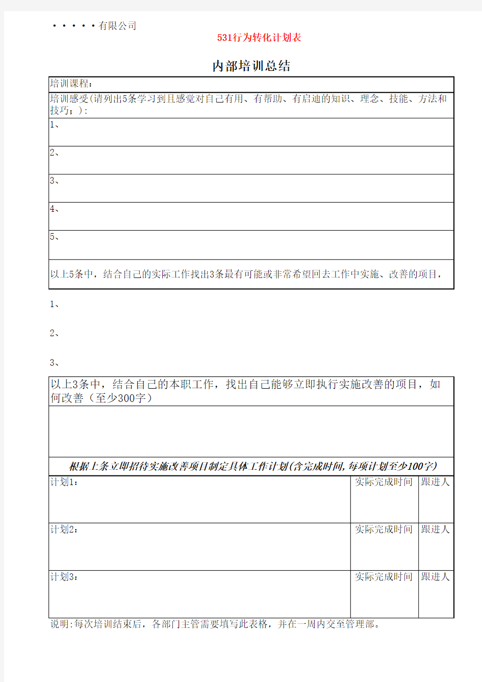 531内部培训总结