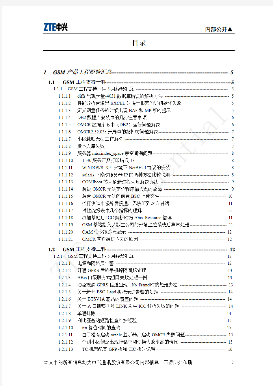 上海用服部 ZXG10-BSS 2005年05月份工程经验汇总