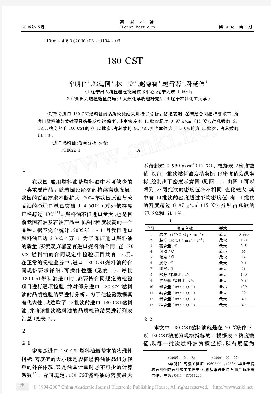 对部分进口180CST燃料油的质量分析