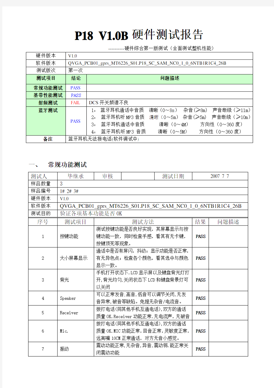 硬件测试报告