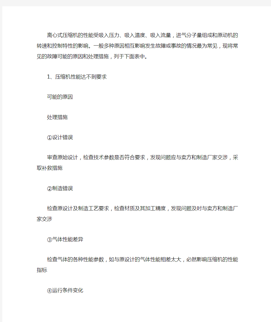 压缩机常见故障分析及处理