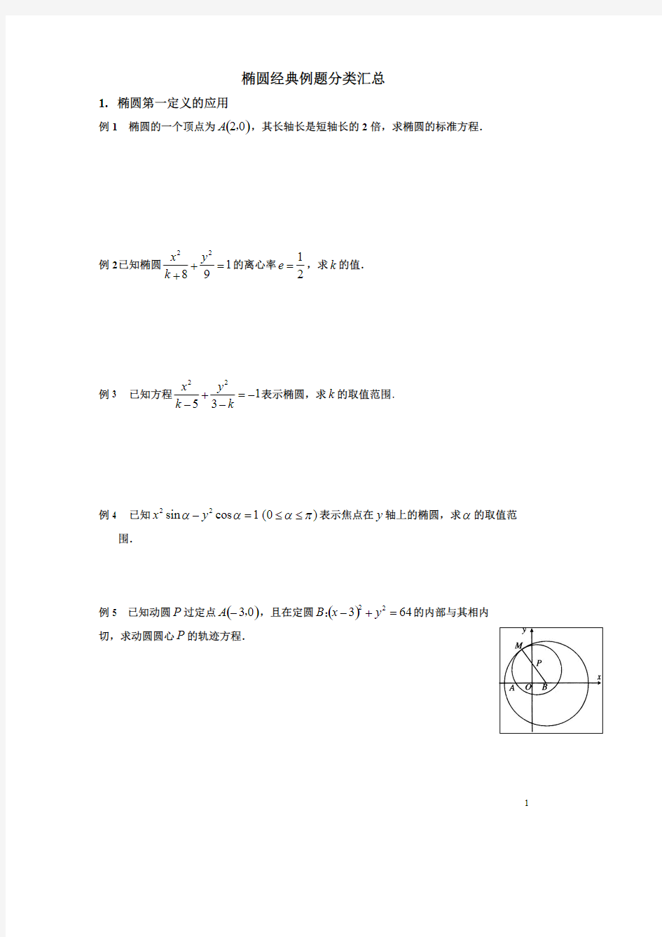 (完整)椭圆各类题型分类汇总,推荐文档