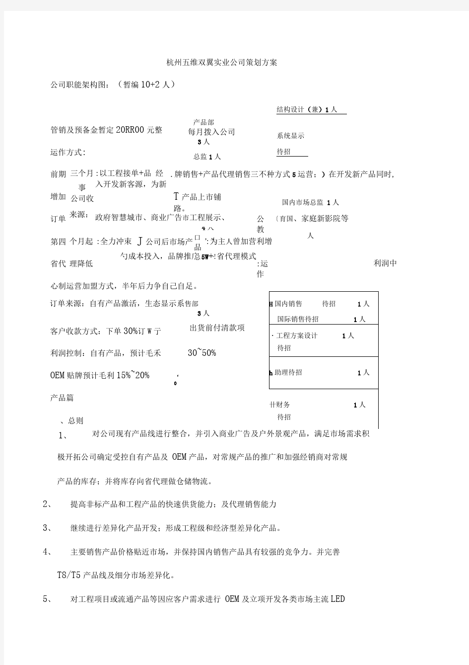 新公司成立规划策划方案