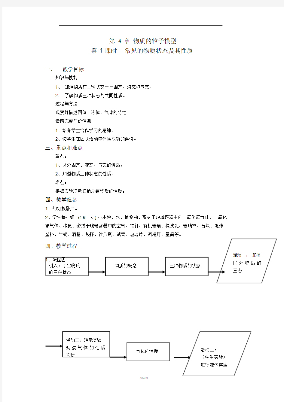 常见的物质状态及其性质