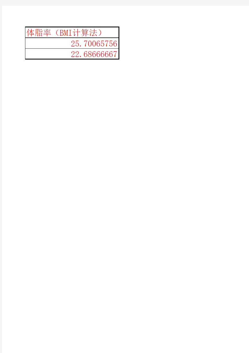 体脂率计算公式,BMI计算公式