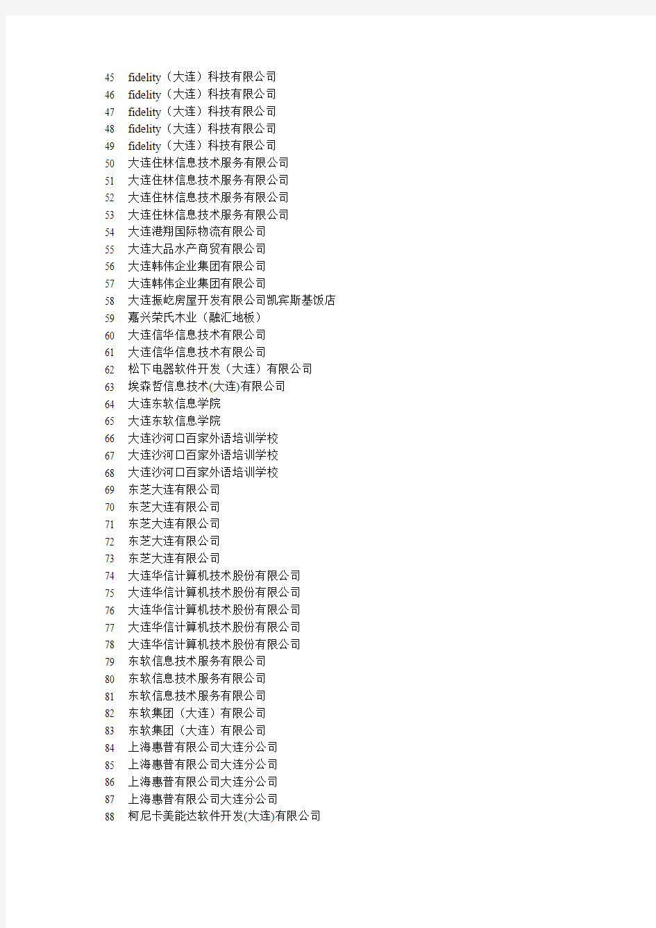 2月25号大连星海大型招聘会单位名单