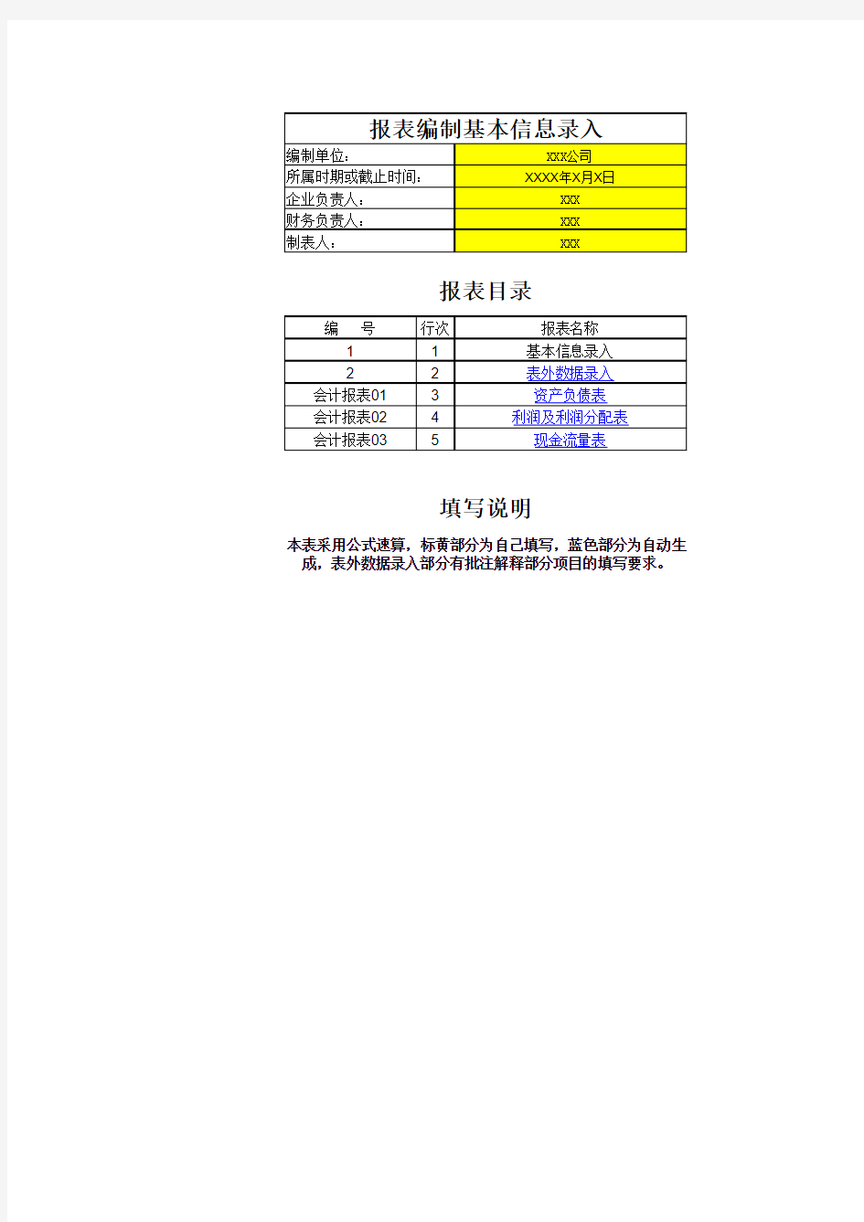 企业会计报表模板(三表)