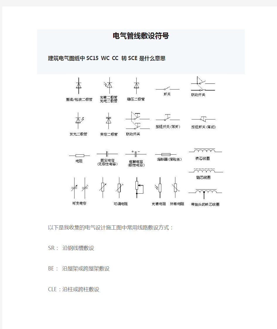 电气管线敷设符号