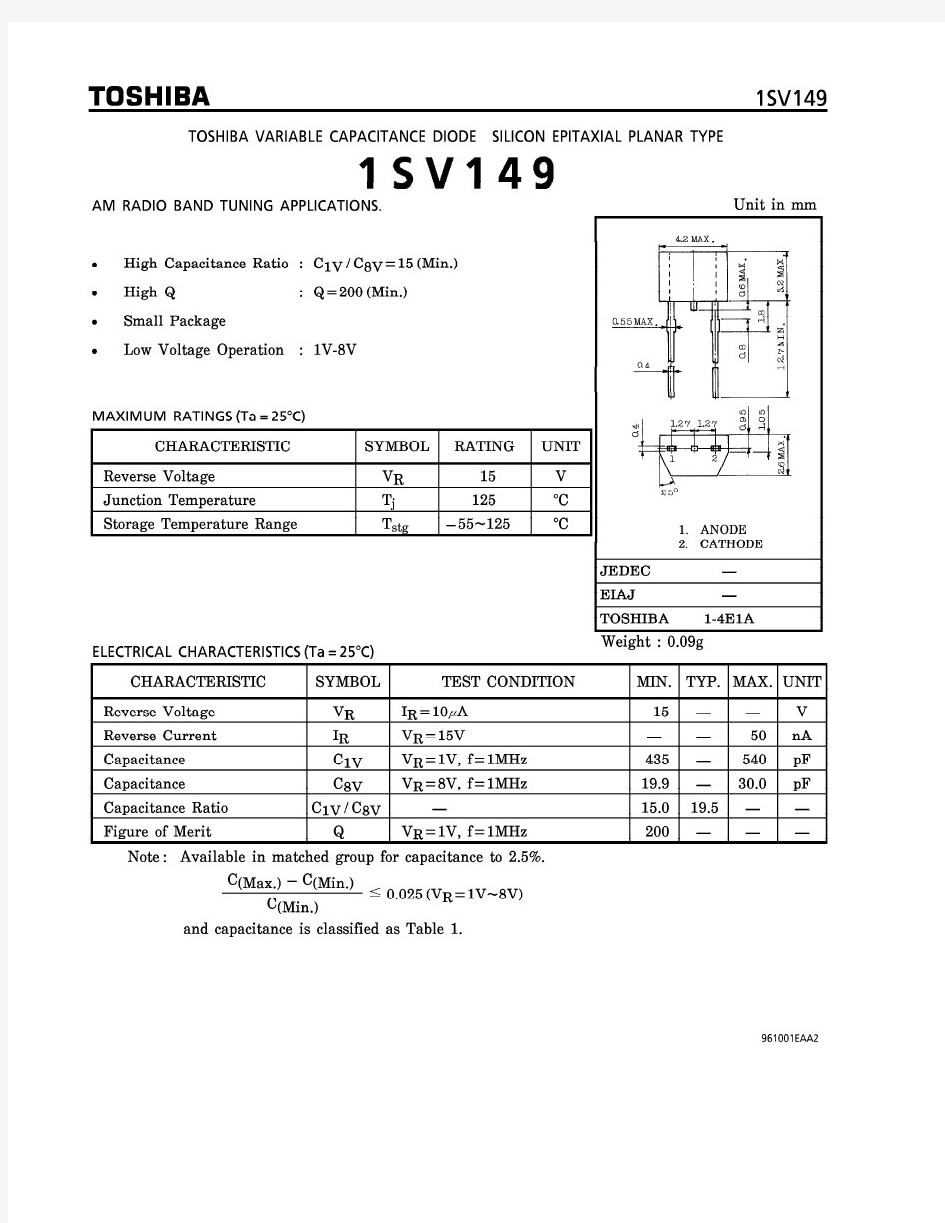 变容二极管1SV149