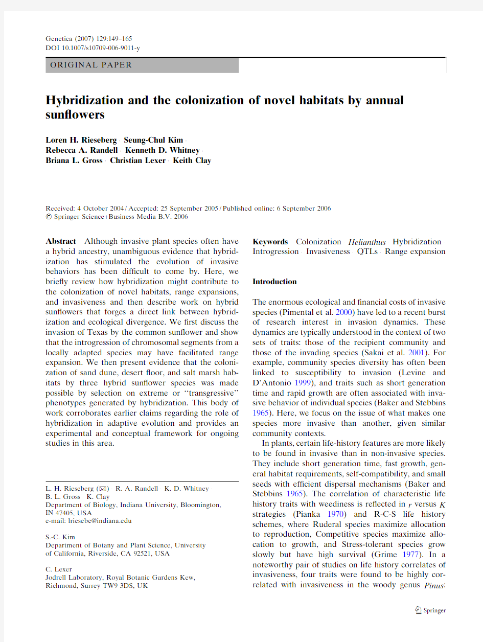 Hybridization and the colonization of novel habitats by annual