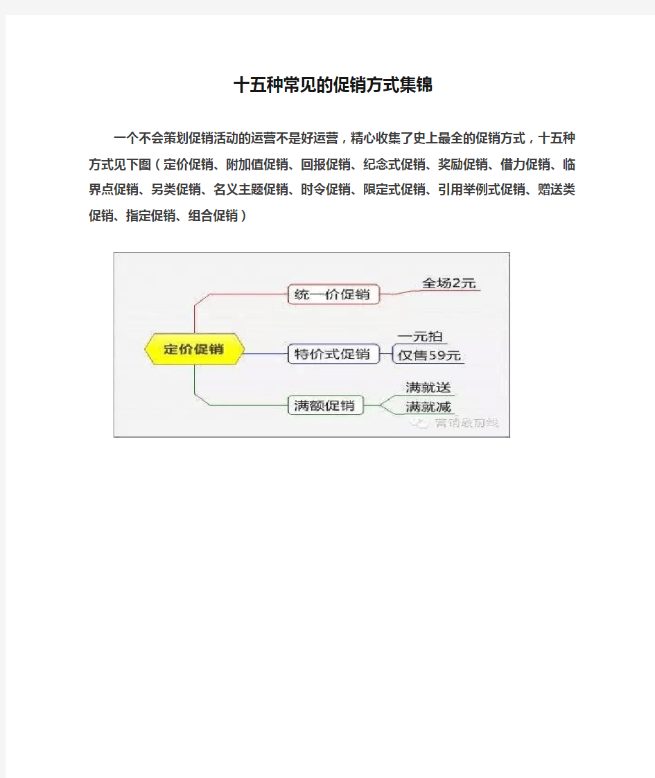 十五种常见的促销方式集锦