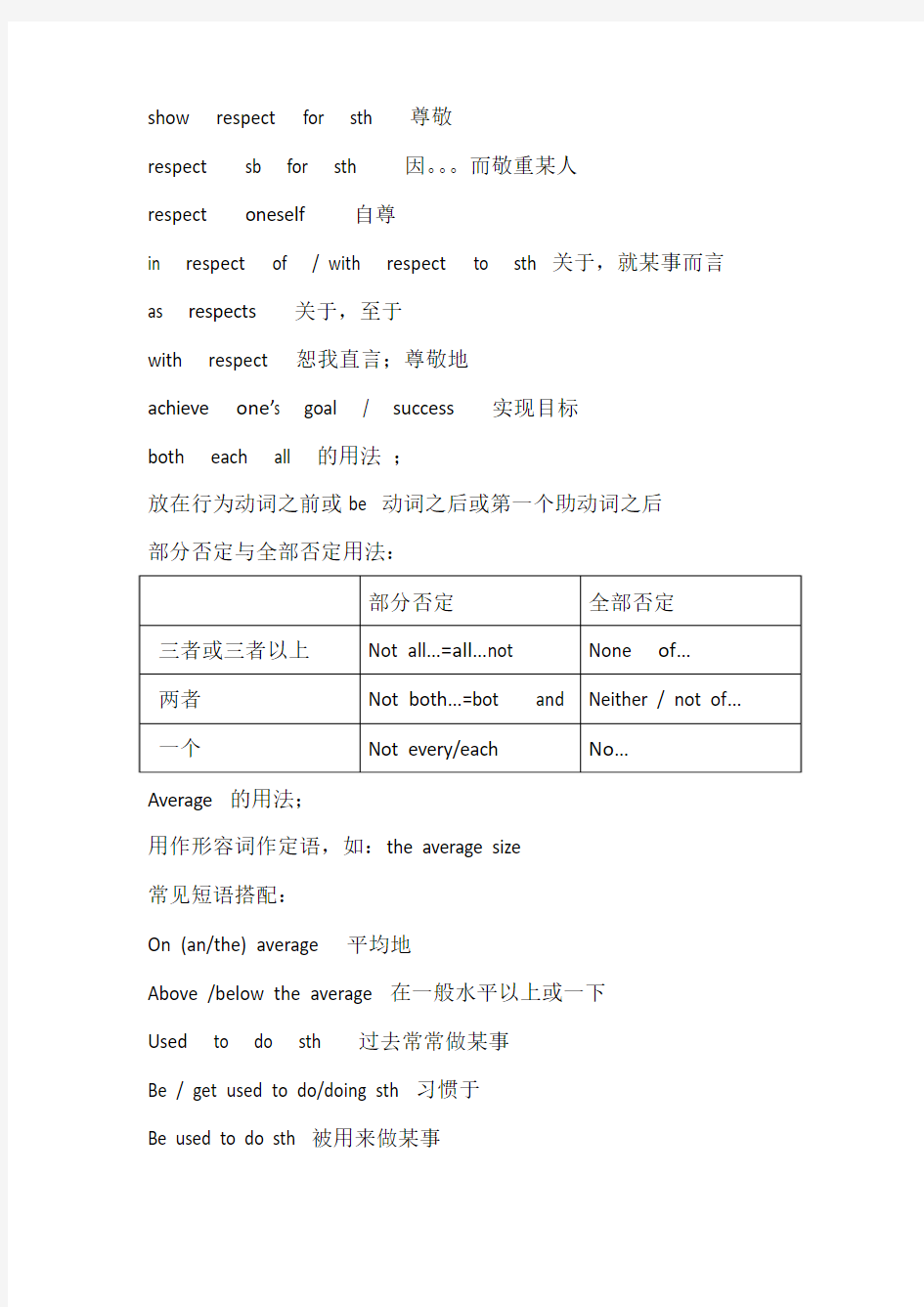 高中英语模块1到8的知识点