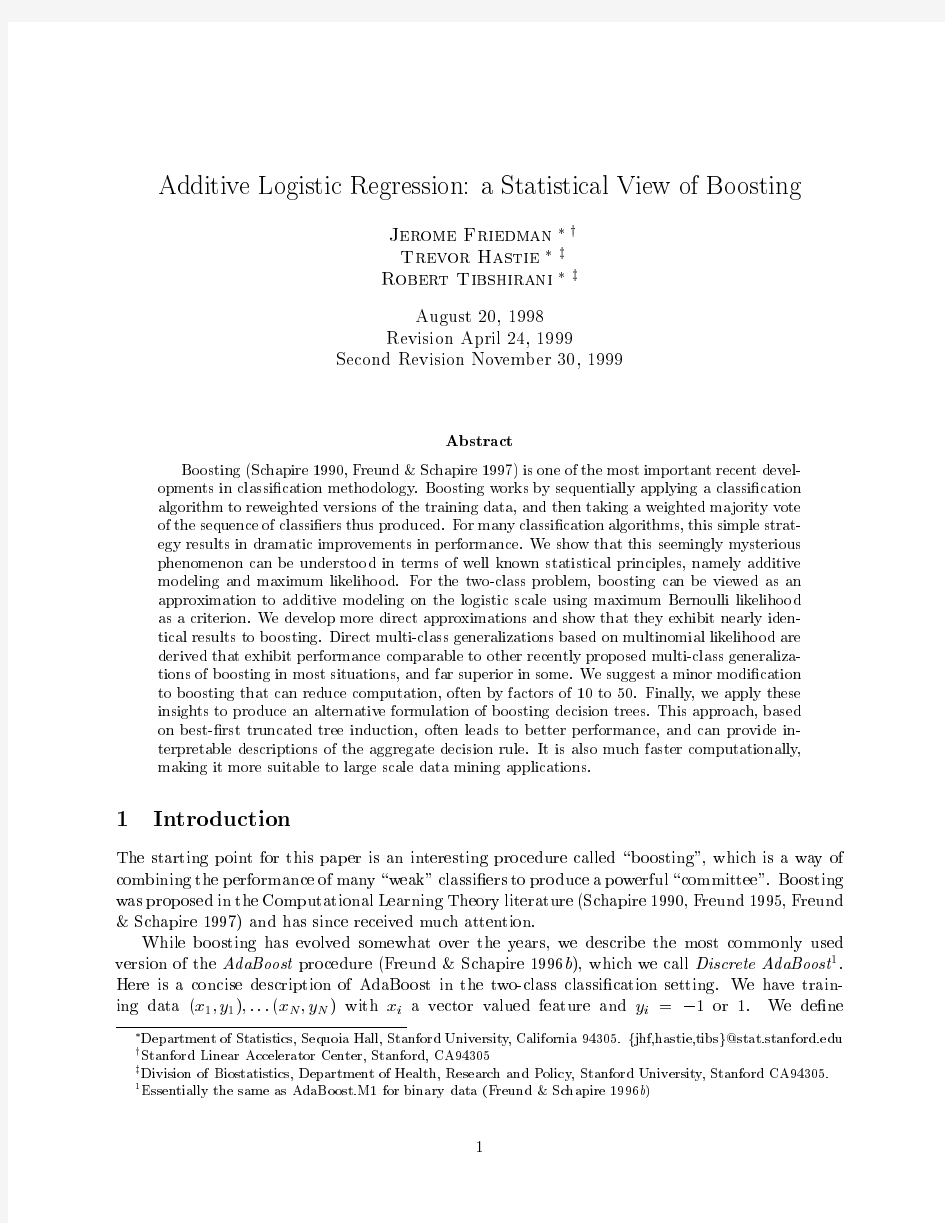 additive logistic regression a statistical view of boosting