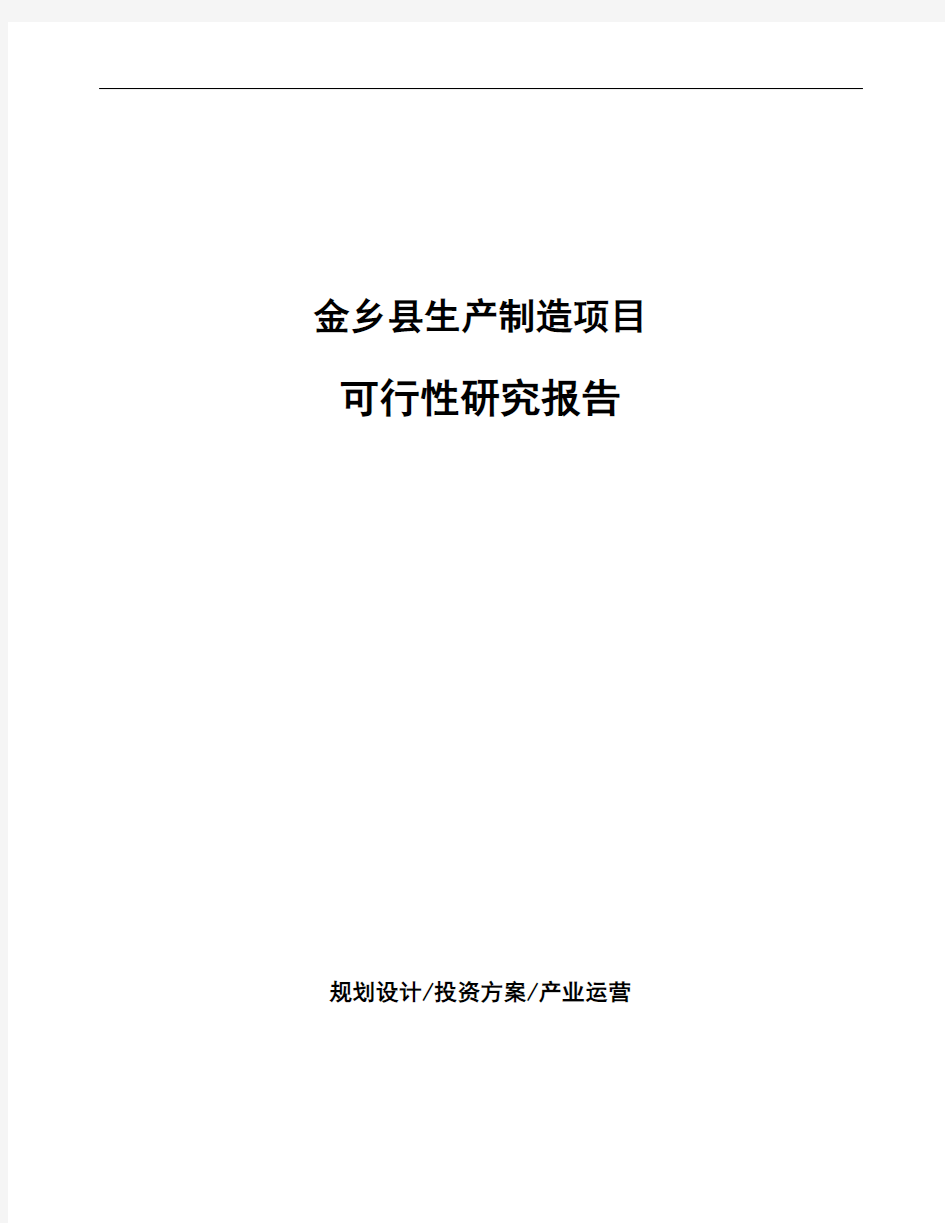 金乡县项目可行性研究报告(备案)