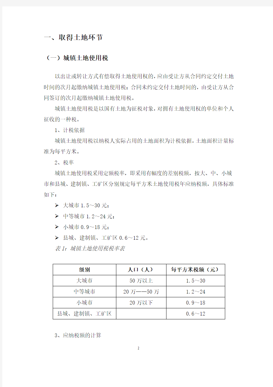 房地产开发各环节税收情况