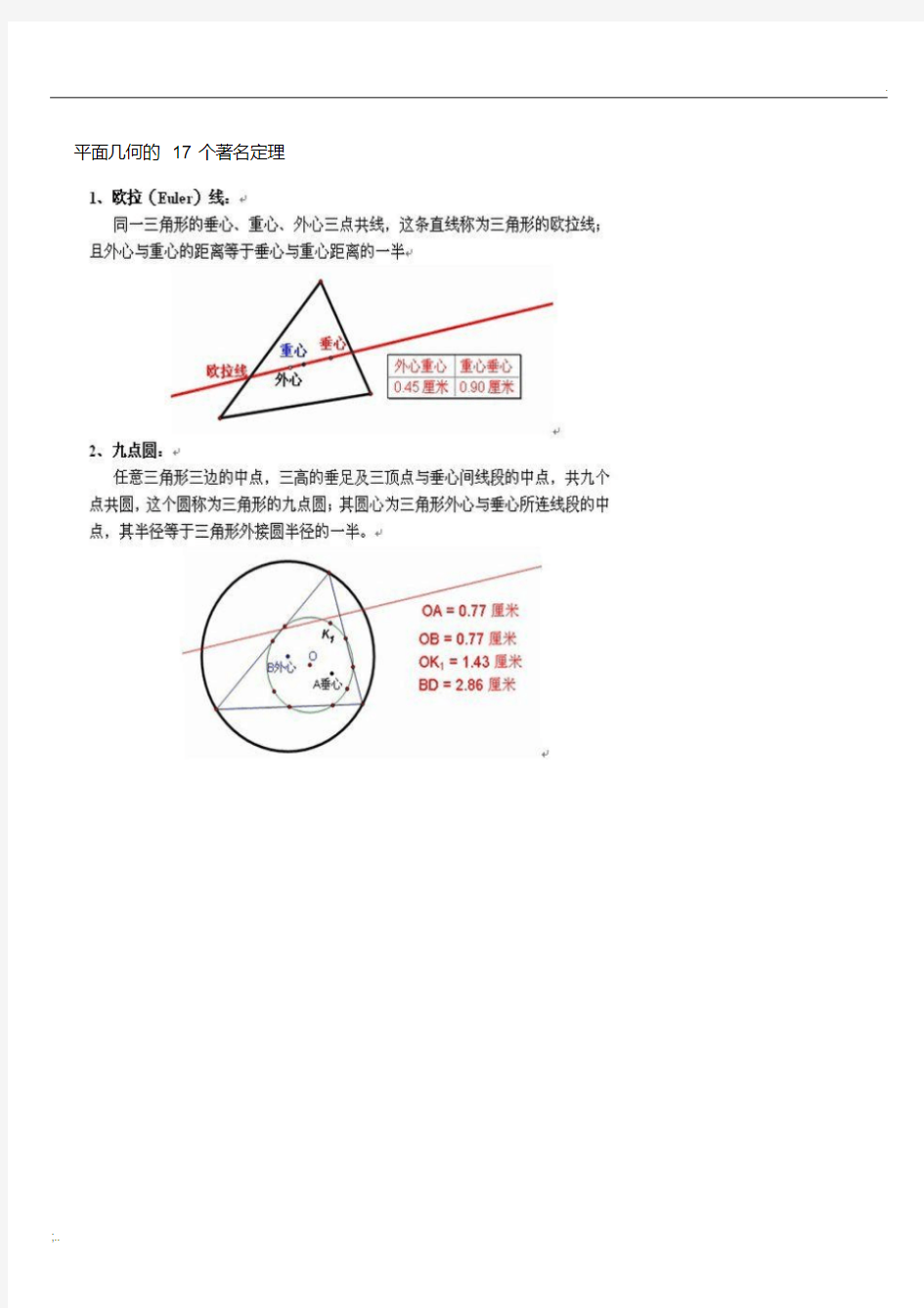 平面几何的17个著名定理