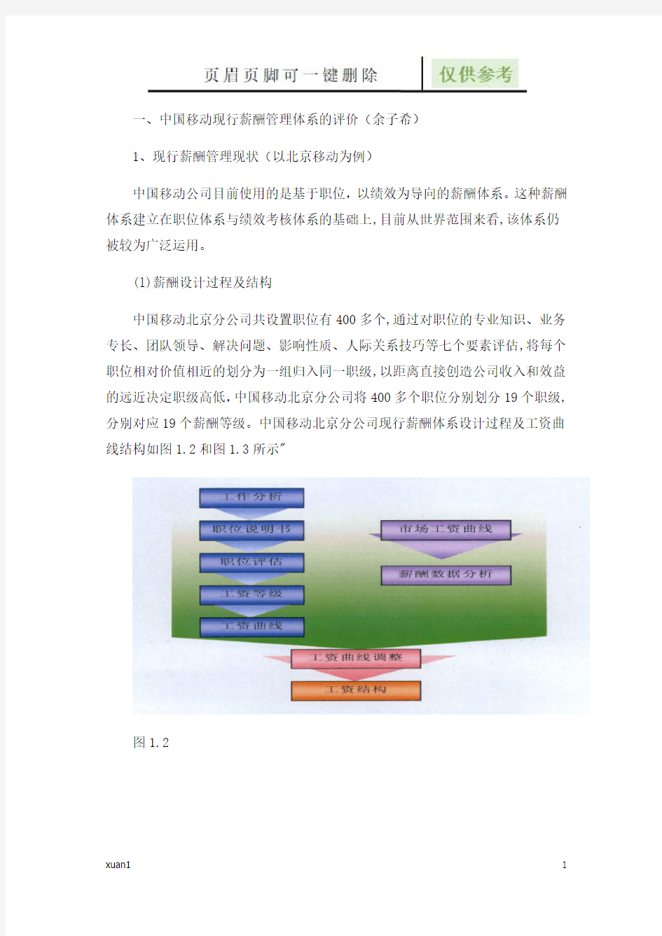 中国移动现行薪酬管理体系的评价(行业知识)