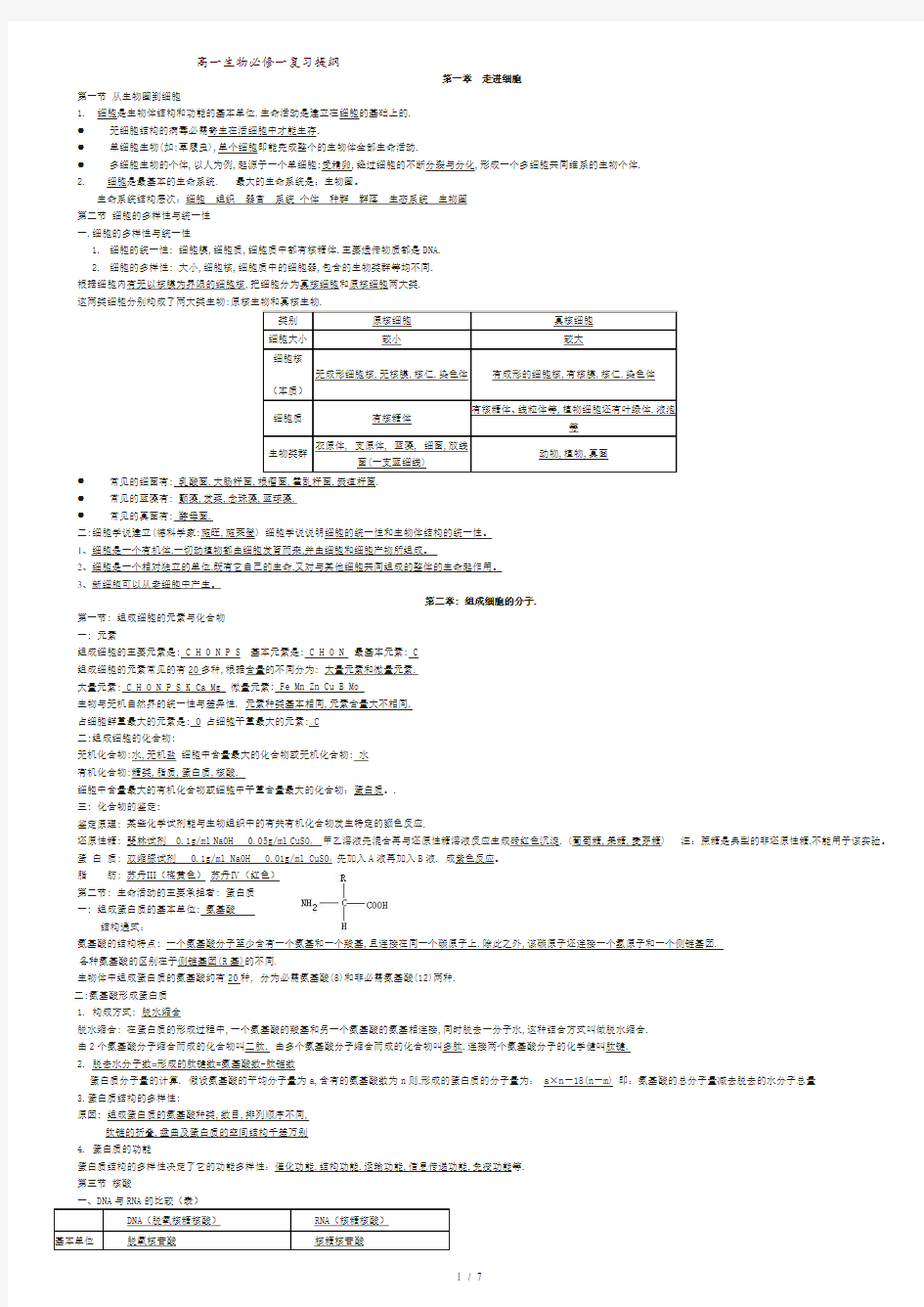 高一生物必修一知识点总结(全).doc