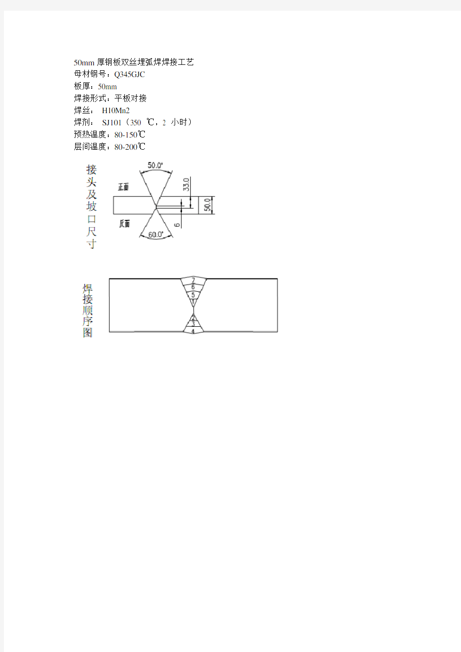 50mm厚钢板双丝埋弧焊焊接工艺要点