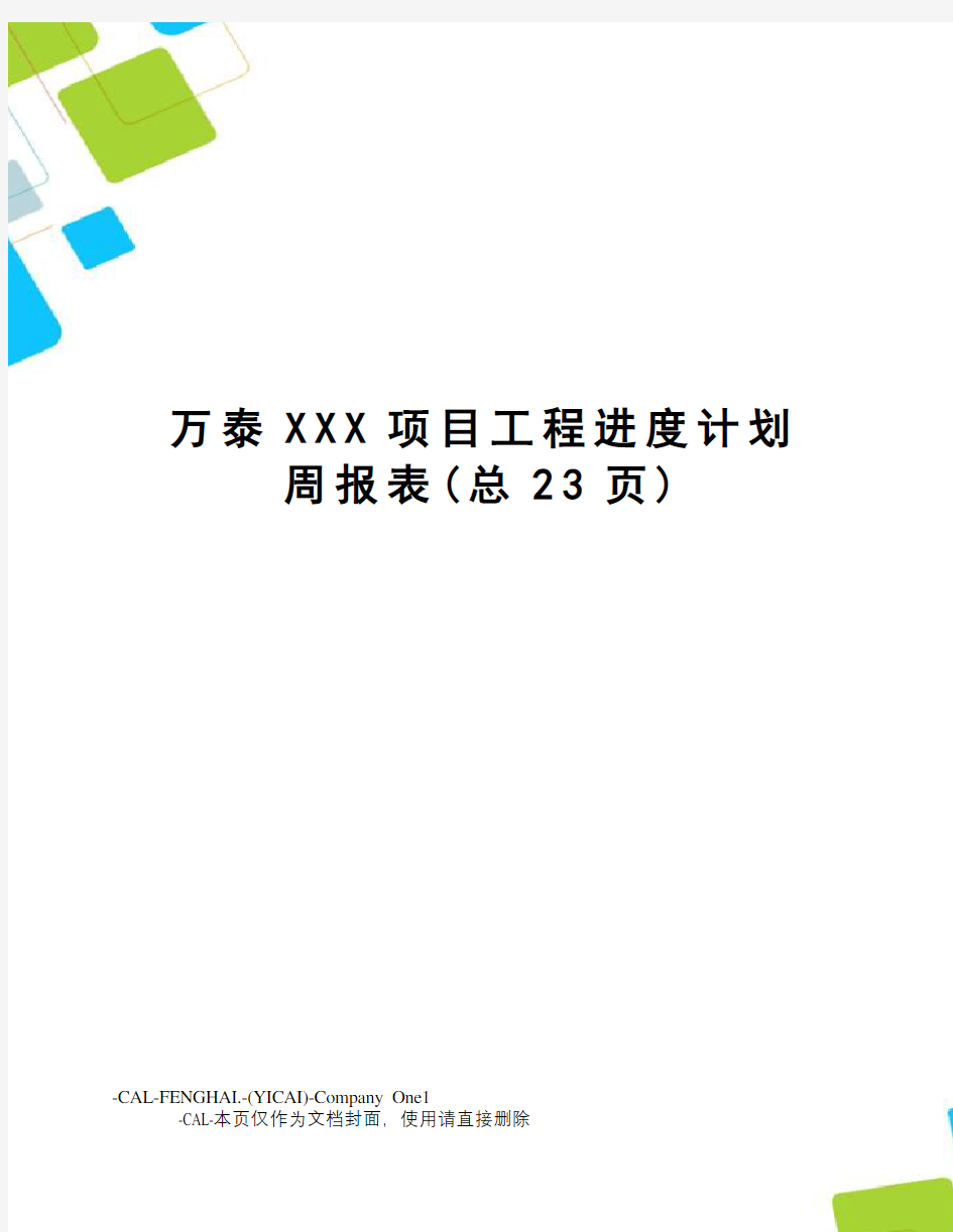 万泰XXX项目工程进度计划周报表