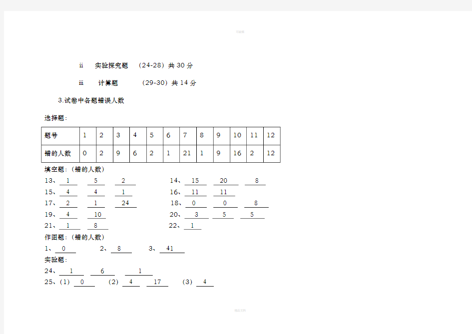 高一物理试卷讲评教案