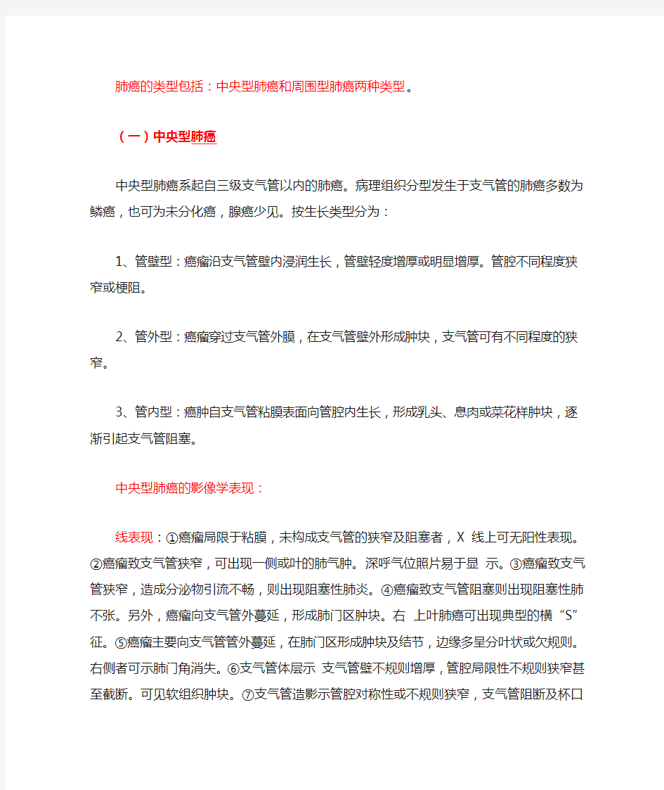 肺癌的分类及影像学鉴别诊断