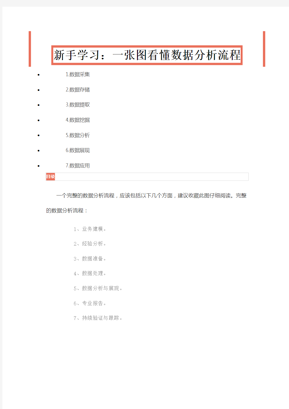 新手学习-一张图看懂数据分析流程