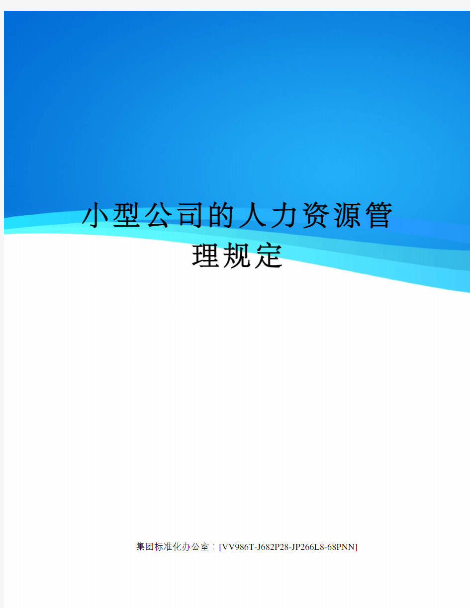 小型公司的人力资源管理规定完整版