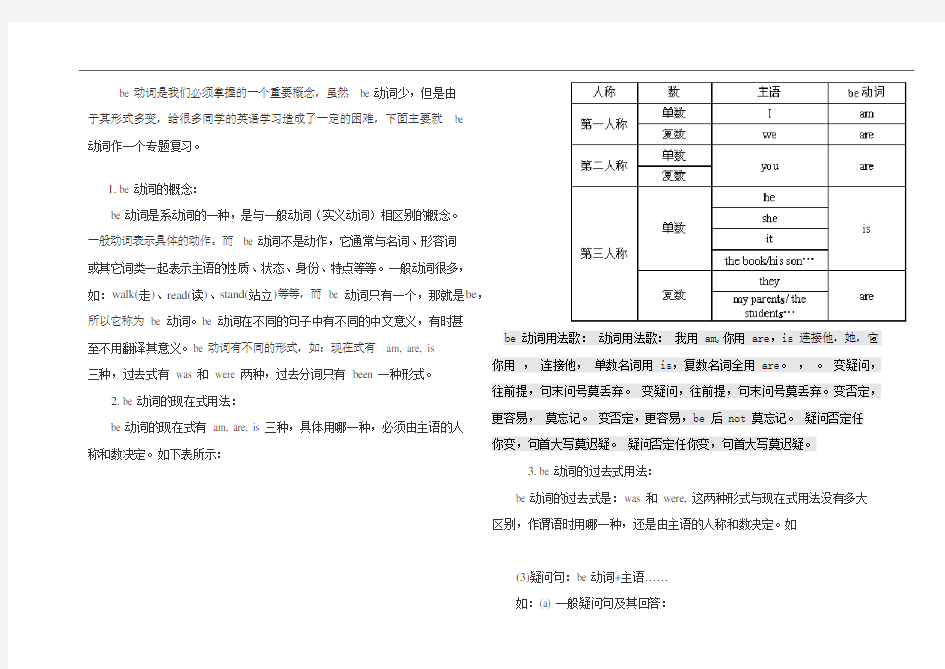 (完整版)be动词练习题及答案(可编辑修改word版)