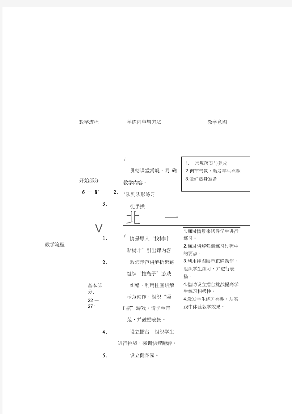 四年级体育教案-折返跑全国通用