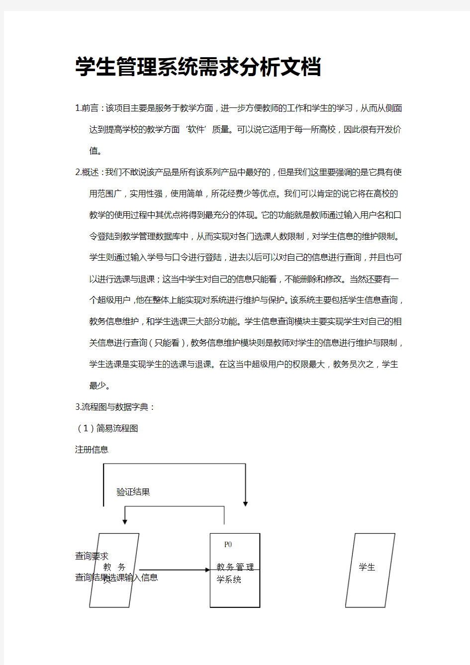 学生管理系统需求分析文档