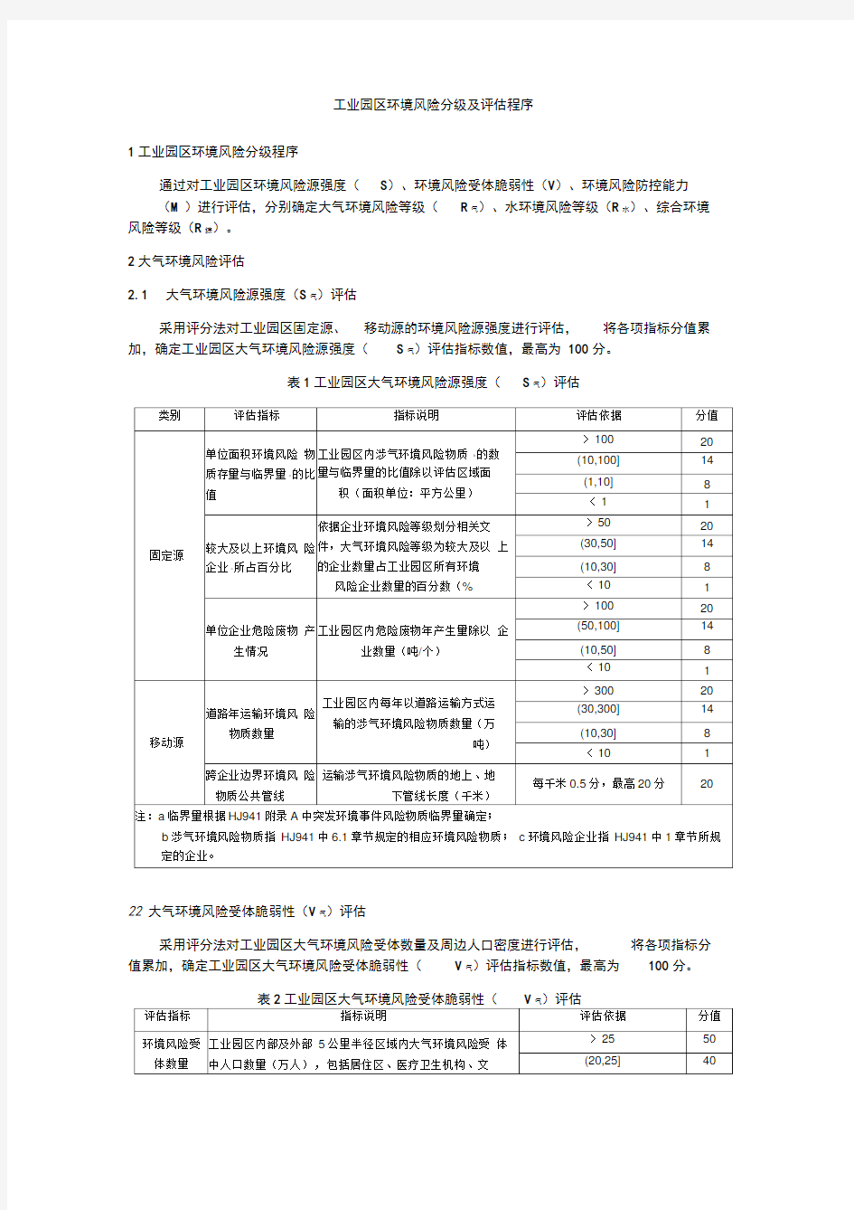 工业园区环境风险评估及分级程序