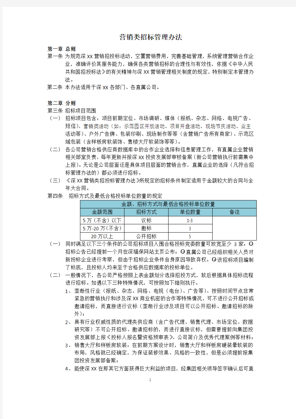 房地产企业营销类招标管理办法 - 内部资料