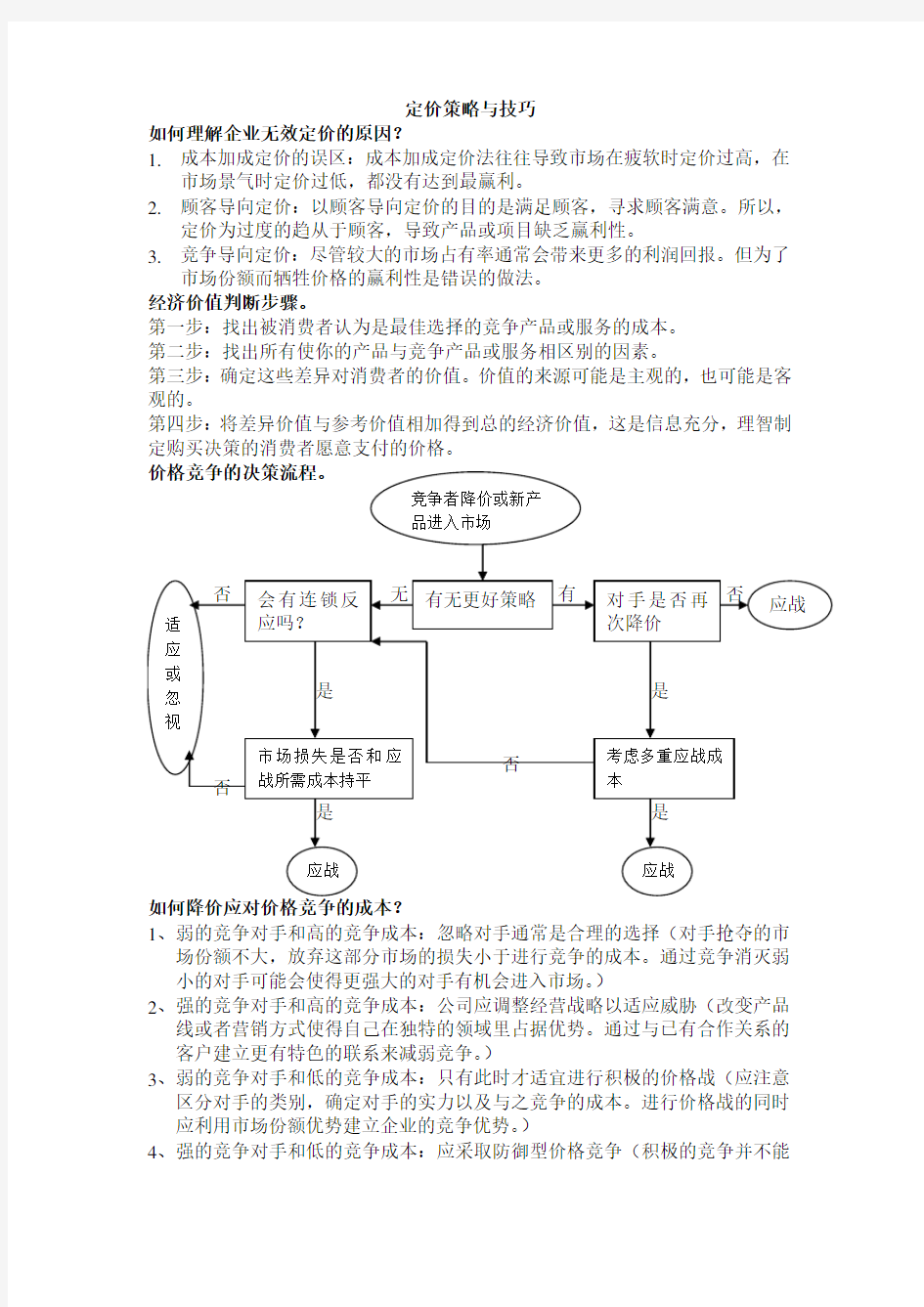 定价策略与技巧