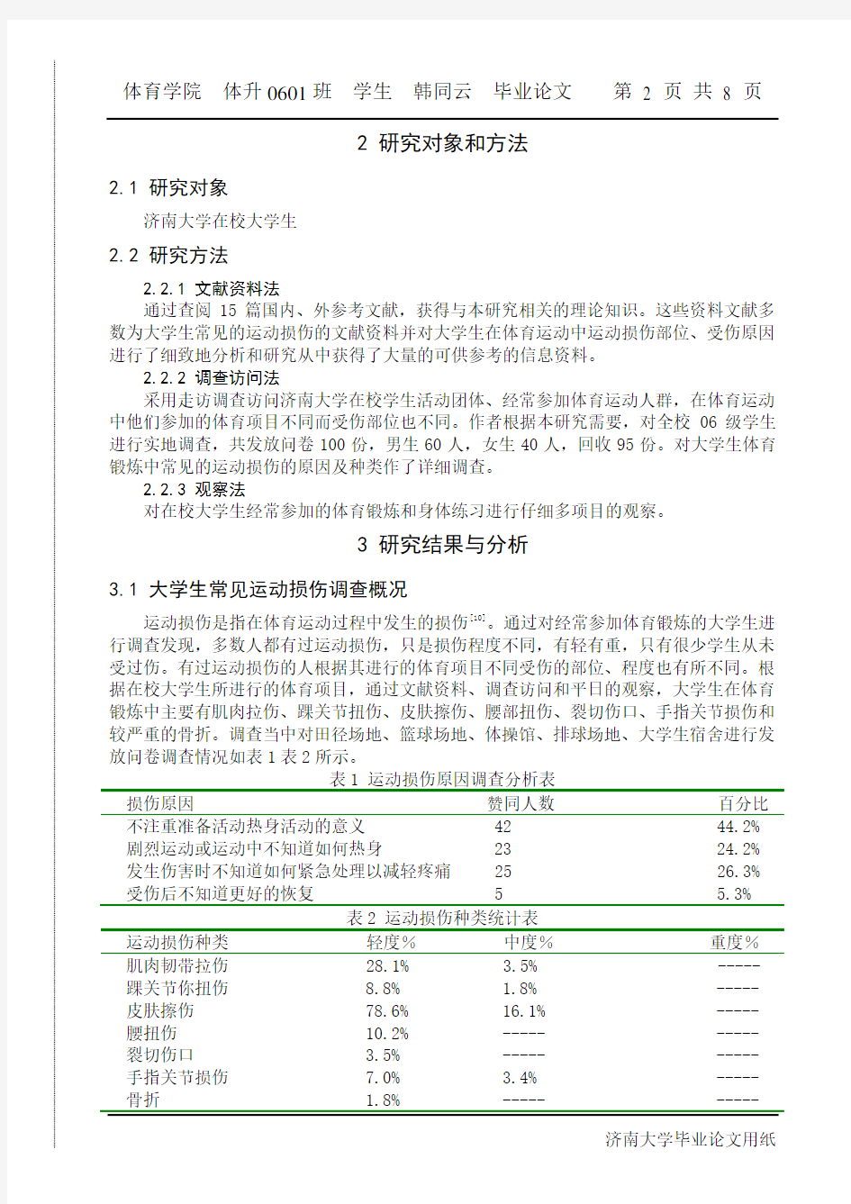 浅谈大学生体育锻炼中常见的运动损伤与防治论文